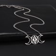 thumbnail image 2 of EUEAVAN Triple Moon Pendant Necklace Stainless Steel Pagan Jewelry Gift Silver, 2 of 7
