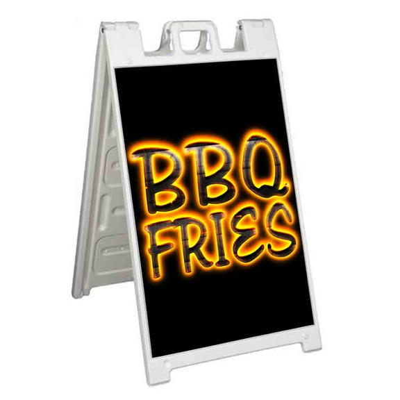 BBQ Fries (24" X 36") Standard A-Frame Signicade, Includes Decal Applied To Stand