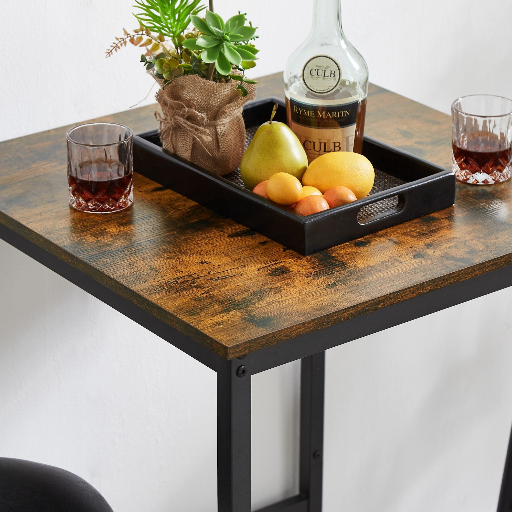 Sailvan Bar Table Set with 2 Stools, PU Soft Seat with Backrest