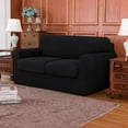 thumbnail image 3 of Subrtex 3-Piece High Spandex Textured Grid Sofa Slipcover, Separate Cushion Cover(Black, Loveseat), 3 of 8