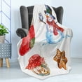 thumbnail image 4 of Christmas Soft Flannel Fleece Throw Blanket, Watercolor Xmas Snowman with Owl Sock Gingerbread Cookie, Cozy Plush for Indoor and Outdoor Use, 50" x 60", Dark Orange Pale Blue, by Ambesonne, 4 of 5