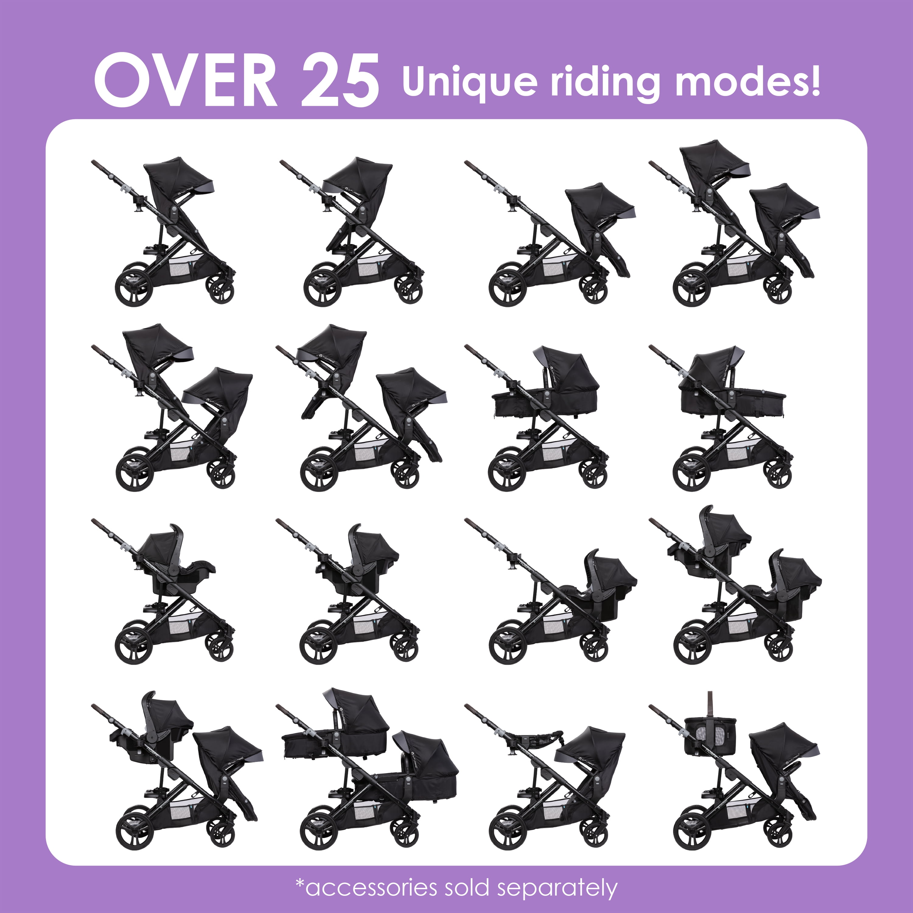Baby Trend Morph Modular Stroller - Single to Double - Dash Black