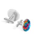 thumbnail image 3 of Tie Dye Elegant Dress Shirt Cufflink Set for Men, Stainless Steel, Wedding and Business Attire, 3 of 6