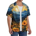 thumbnail image 2 of Yiaed Elegant Sunset Sunflower Print Mens Casual Wrinkle Free Shirts Short Sleeve Button Down Summer Stretch Dress Shirt-X-Large, 2 of 5