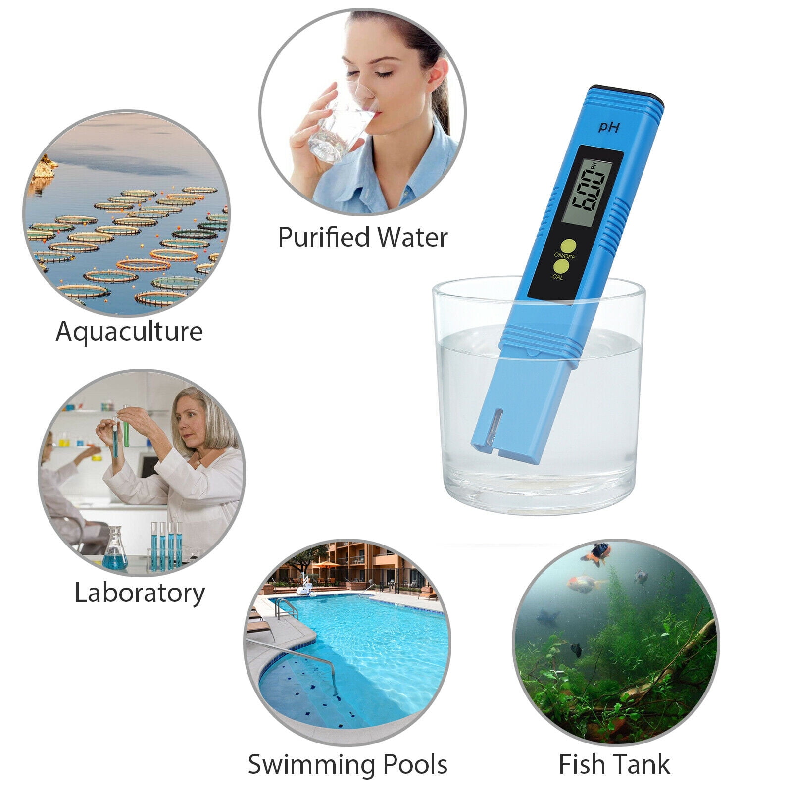 Swimming Pools Maikouhai Pen-Type PH Meter Water Quality Test Meter Drinking Water Hydroponics 2 in 1 Multi Electric Digital Measure Test Tool for Aquarium 