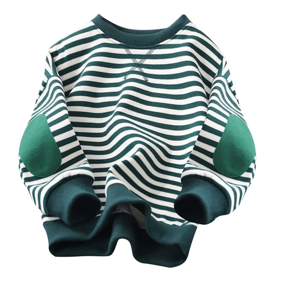 Mifsaly Boys Striped Sweatshirt Kids Crewneck Long Sleeve Pullover Tops Casual Warm Fall Winter School Clothes