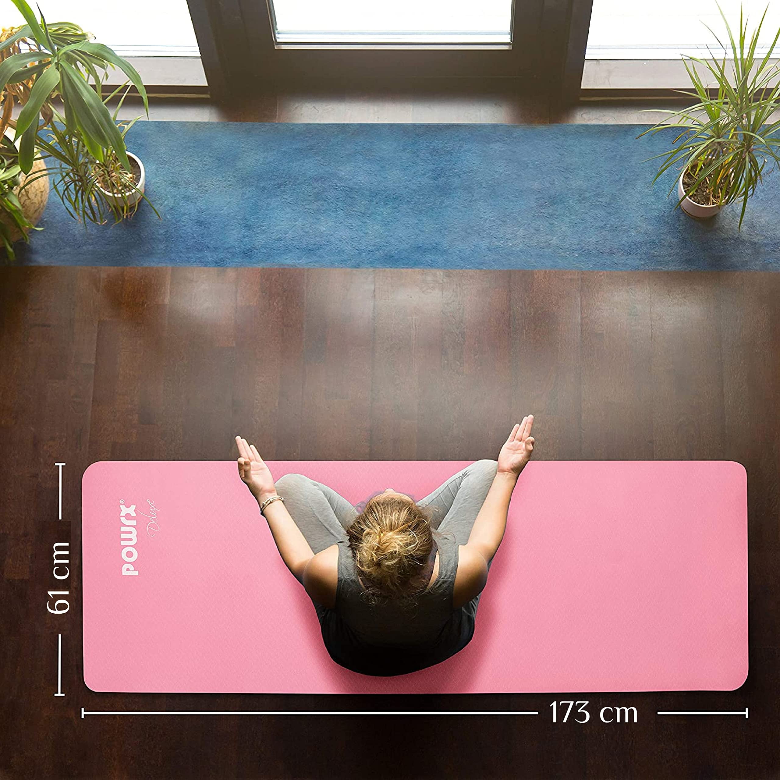  POWRX Yoga Mat TPE with Bag, Exercise mat for workout