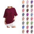 thumbnail image 1 of T-shirt Rayé pour Femmes 2026 Été Tendance Manches Courtes Col Rond Confortable Léger, 1 of 4