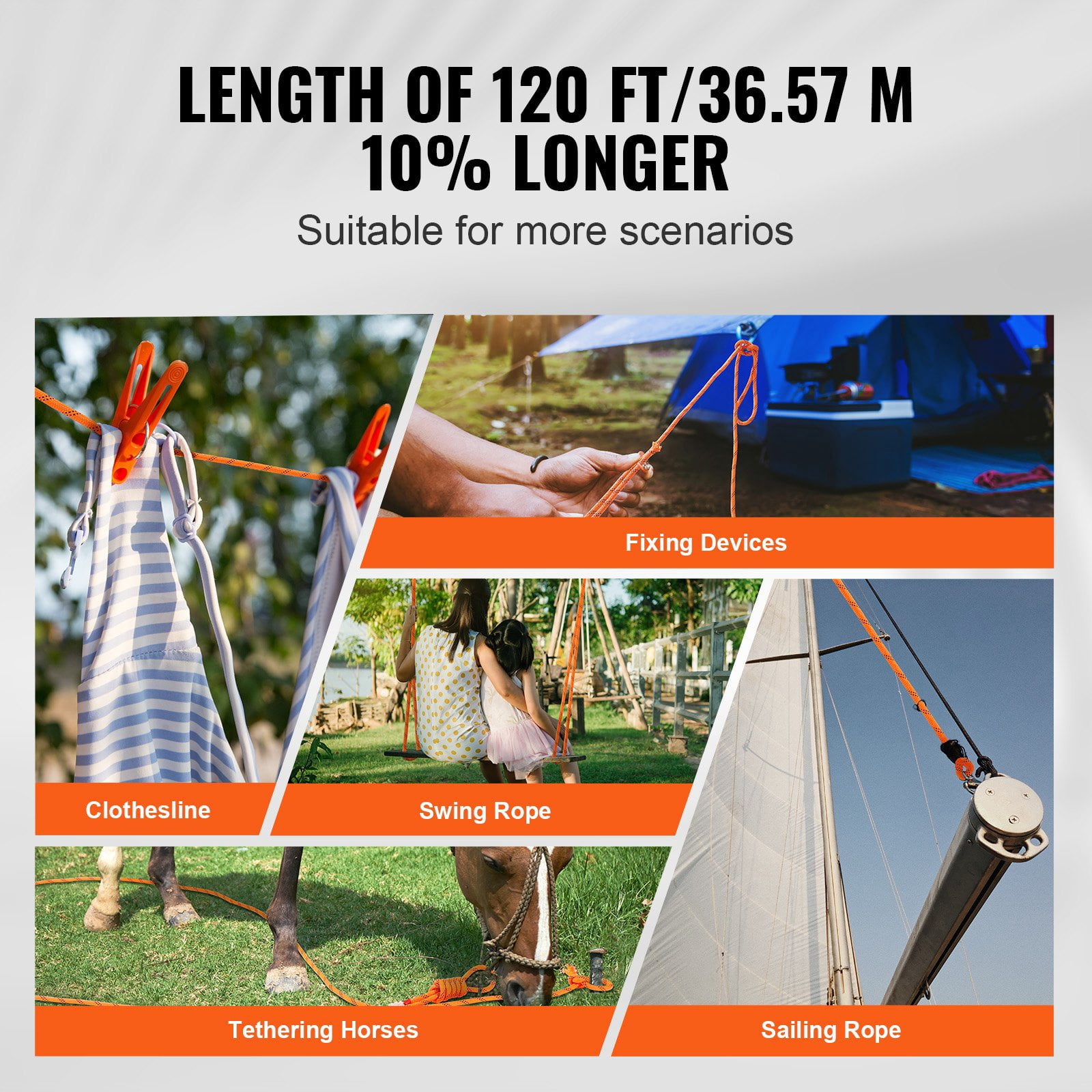 (Weiyi-EC)-- Double Braided Polyester Rope, 3/8 In X 120 Ft, 48 Strands, 4000 LBS Breaking Strength Outdoor Climbing Rope, Arborist Rigging Rope For Rock Hiking Camping Swing Rappelling Rescue ;l]'[.