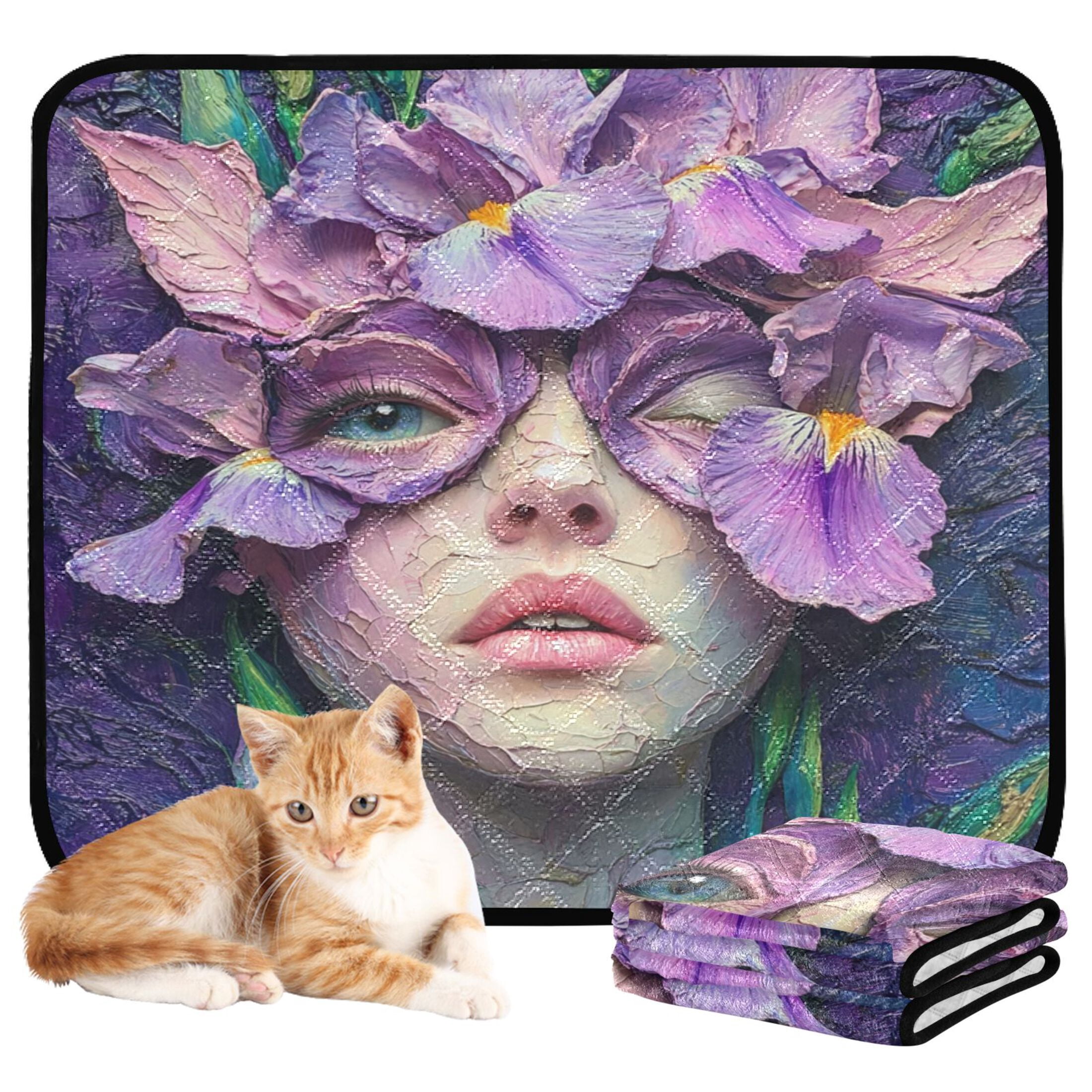 Qxltty Iris Fairy Cat litter Pads Pet Set of 2 Diaper Mats Center Anti-leakage Layer Absorbent Soft and Comfortable