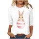 thumbnail image 1 of Tops de Cuello Redondo para las Mujeres Pascua Impresa 3/4 Mangas Blusa, Ligera Imitación Algodón Top Casual, 1 of 5