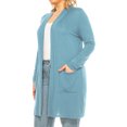 thumbnail image 2 of Women's Casual Plus Size Long Sleeve Loose Fit Solid Open Cardigan with Side Pockets, 2 of 6
