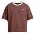 thumbnail image 4 of Telankuip Waffle Fake Two Pieces T Shirts for Men Loose Comfortable Color Block Workout Pullover Tops Crew Neck Short Sleeve Tee Shirt with Zipper Pockets 3-Red XL, 4 of 4