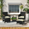 thumbnail image 5 of Yaheetech 5-Piece Outdoor Wicker Conversation Set with Ottomans and Coffee Table, Set of 5, Black/Beige, 5 of 7