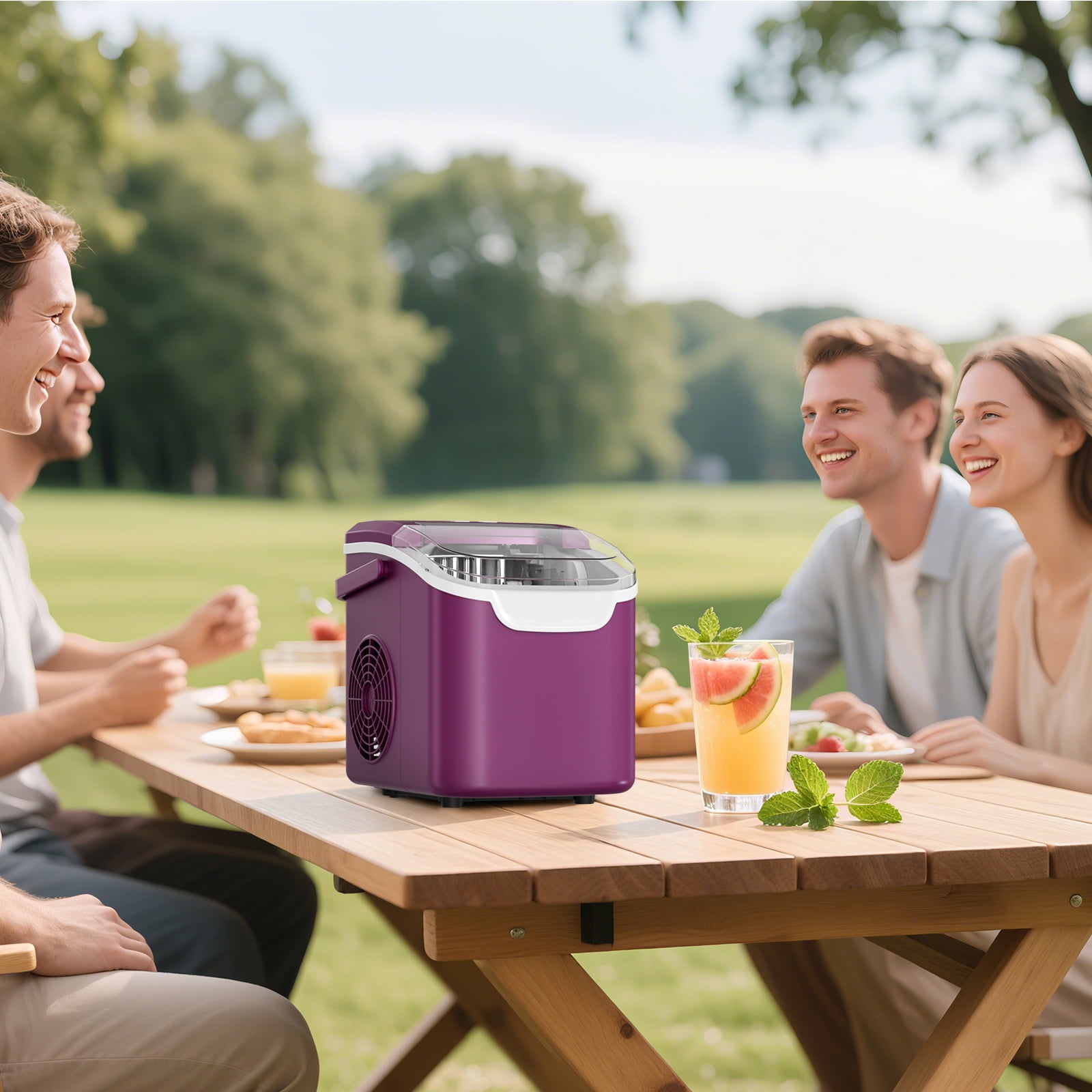 WAA Countertop Ice Makers, 26.5Lbs/Day, Quiet Portable Mini Ice Machine, Purple