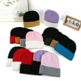 thumbnail image 3 of TOPTIE Beanie Hat 2-Tone Long Cuff Knit Color Block Winter Beanie Skull Cap for Men & Women-WhitePink, 3 of 5