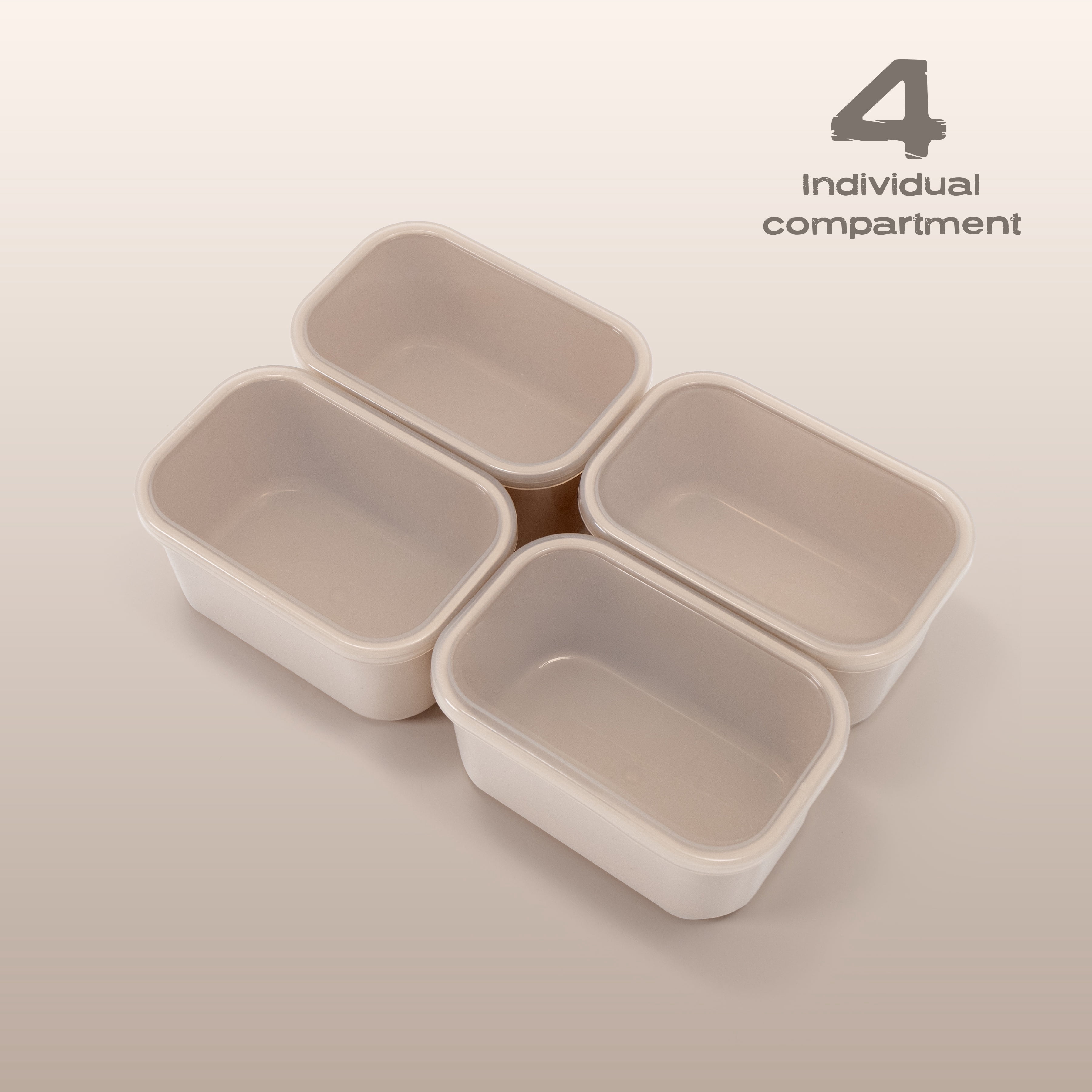 (2 pack) Cook with Color 4 Piece Snackle Box Pods with Lids, Taupe, Portable and Dishwasher Safe, Well Suited for Sauces, Snacks, and Small Lunch Items