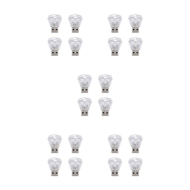 Sidaley 4 piezas Mini USB coche ambiente enchufe luz noche iluminación decorativa sin cableado atmósferas de emergencia luz computadora Type2 NO2