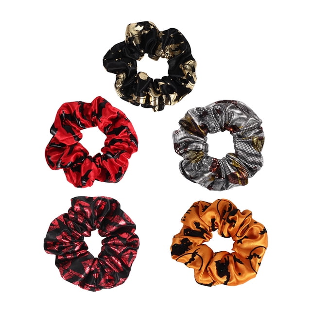 Miangastore 5 Pcs Chouchous d'Halloween Porte-Queue de Cheval Bronzant Élastiques