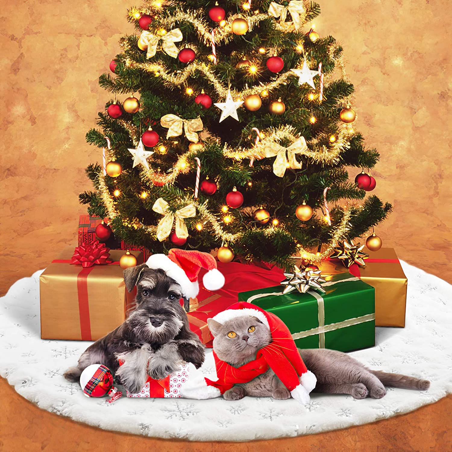 Lomyolo 30-Inch White Plush Christmas Tree Skirt photo 4