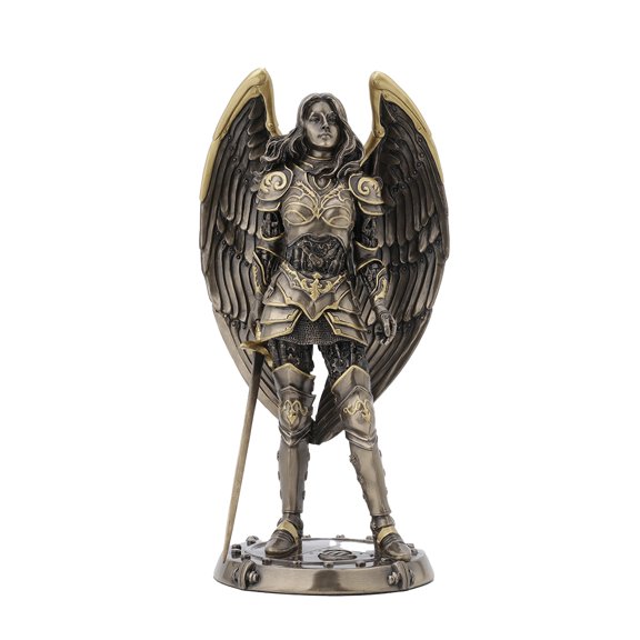 Veronese Design 9 5/8 Inch Tall Steampunk Armored Female Angelic Knight Cold Cast Bronzed Resin Sculpture Fantasy Collectible Figurine