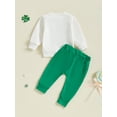 thumbnail image 5 of Baby Boys 2Pcs Spring Outfits 6 12 18 24 Months 2T 3T Toddler Boy Irish Clothes Long Sleeve Clover Embroidery Sweatshirt + Pants Set, 5 of 9