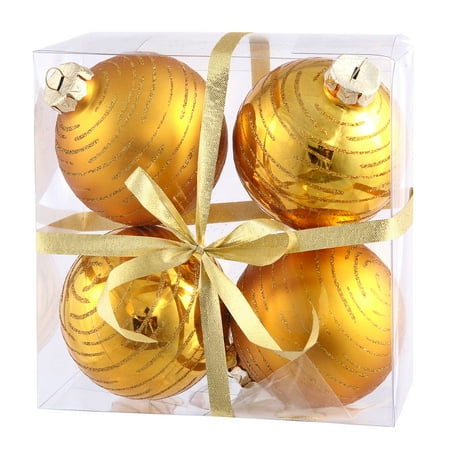 Vickerman 3" Antique Gold Ball Ornament w/Glitter Assorted 4/Bx