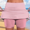 thumbnail image 2 of BiZtdJrK Women's Summer Mini Skirts Striped High Waisted Golf Tennis Skorts Lightweight Fitted Casual Skort Stretchy Running Workout Skirt with Pockets Pink M, 2 of 6