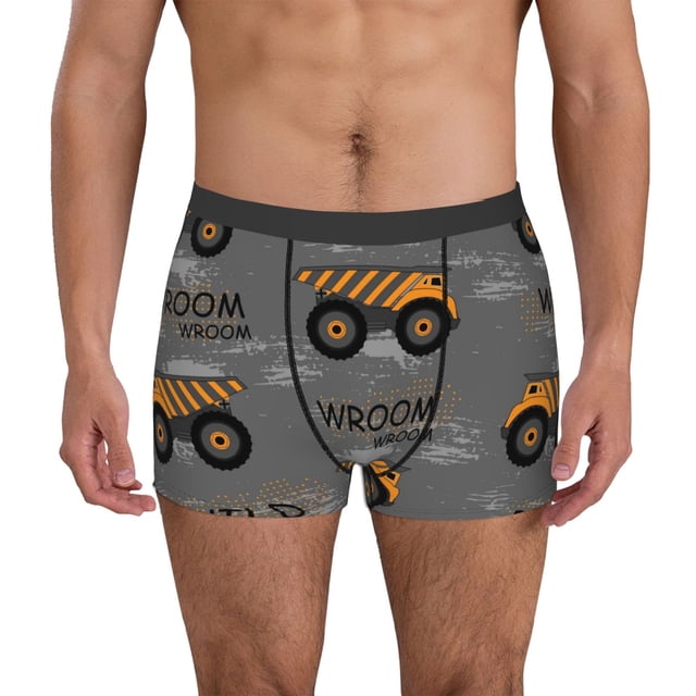 Fotbe Construction Machines Calzoncillos Tipo Boxer con Bolsa de Soporte Total para Hombre, X-Temp Fresco, Transpirable y de Secado Rápido-Large