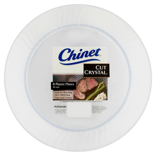 Cut Crystal Plastic Dinner Plates, 10", 8 Count