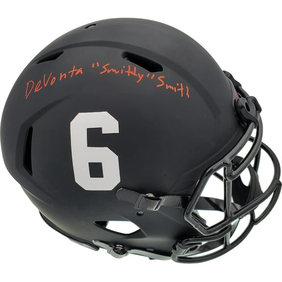 Devonta Smith Autographed Alabama Crimson Tide Eclipse Black Full Size Authentic Speed Helmet "Smitty" Beckett BAS 191977