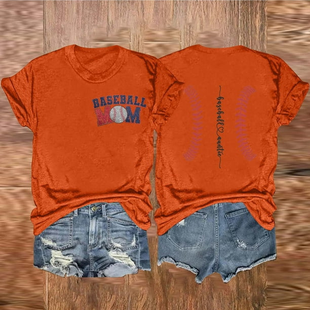 Fiudx Ofertas Del Día Camiseta/Camisa Holgada Informal de Manga Corta con Estampado de Letras a Doble Cara para Mujer