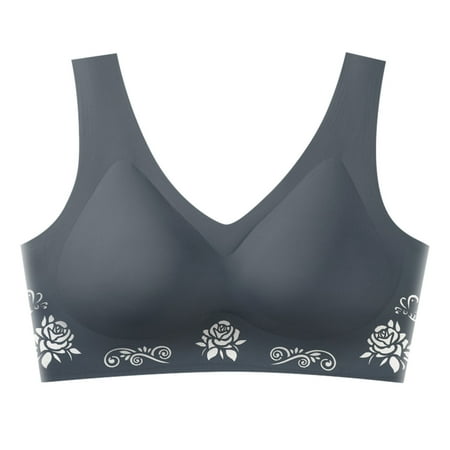 

Pgeraug bras for women Trackless Underwire Vest Ice Silk Back Sports Sleep Latex Bra Underwear underwear women Gray M