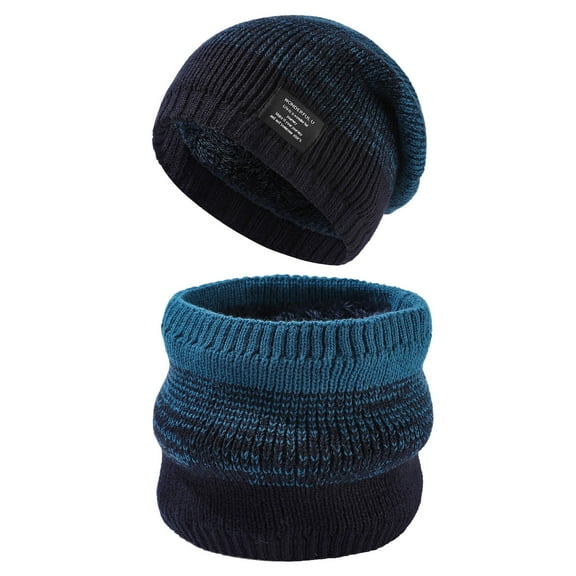 Bibifish Mens Hat Scarf Sets 2 Pc Gradient Color Beanies Hat And Neck Warmer Trendy Cold Weather Hat Neck Warmer Sets