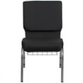 thumbnail image 5 of (10 PACK) 18.5'' Wide Black Patterned Fabric Church Chair with Book Rack and Silver Vein Frame - Multipurpose Stackable Office Side Chair, 5 of 7