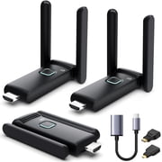 Wireless HDMI Transmitter and 2 Receivers, 4K Plug and Play Extender Kit, 2.4/5.8GHz Live Streaming, 165FT/50M, HDMI Splitter for Streaming Laptops/Cable Boxes/Game Consoles to Multiple Displays