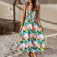 thumbnail image 4 of Vestido bohemio de verano para mujer de Tobrief, con tirantes finos, escote cuadrado, volantes y vaporoso, vestido largo playero, 4 of 7