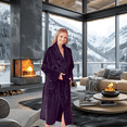 thumbnail image 4 of Elegani Women's Plush Shawl Collar Bath Robe, Black, 4 of 5