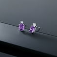 thumbnail image 4 of Gem Stone King 14k White Gold Purple Amethyst Earrings for Women (2.1Cttw, GemstoneFebruary Birthstone, Oval 8X6MM, Round 2.5MM), 4 of 5