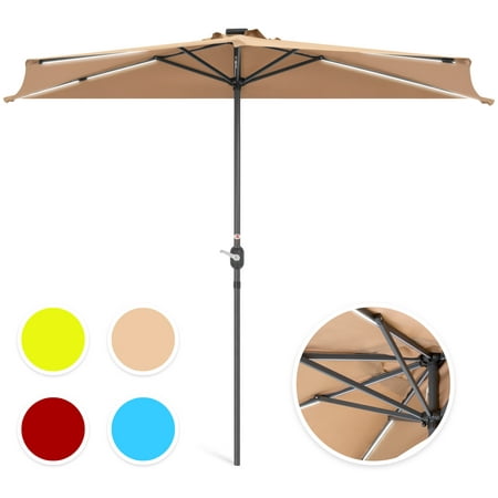 Best Choice Products 8.5ft Solar LED Strip Lighted Half Patio Umbrella -