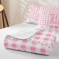 thumbnail image 4 of Manfei Pink Coquette Bow Knot Quilt Full,Monogrammed R Design Full Bedspread Sets,3 Pieces,1 Coverlet and 2 Pillowcases, 4 of 7