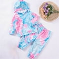 thumbnail image 2 of zbxnLI Toddler Girls Tie-Dye Sweatsuits 2 Piece Hoodie Sweatshirt Sweatpants Clothes Sets for Little Girls, 2 of 6