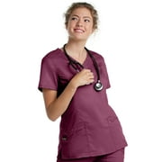 Landau ProFlex Tailored Fit Stretch 3-Pocket Mock Wrap Scrub Top for Women 4161