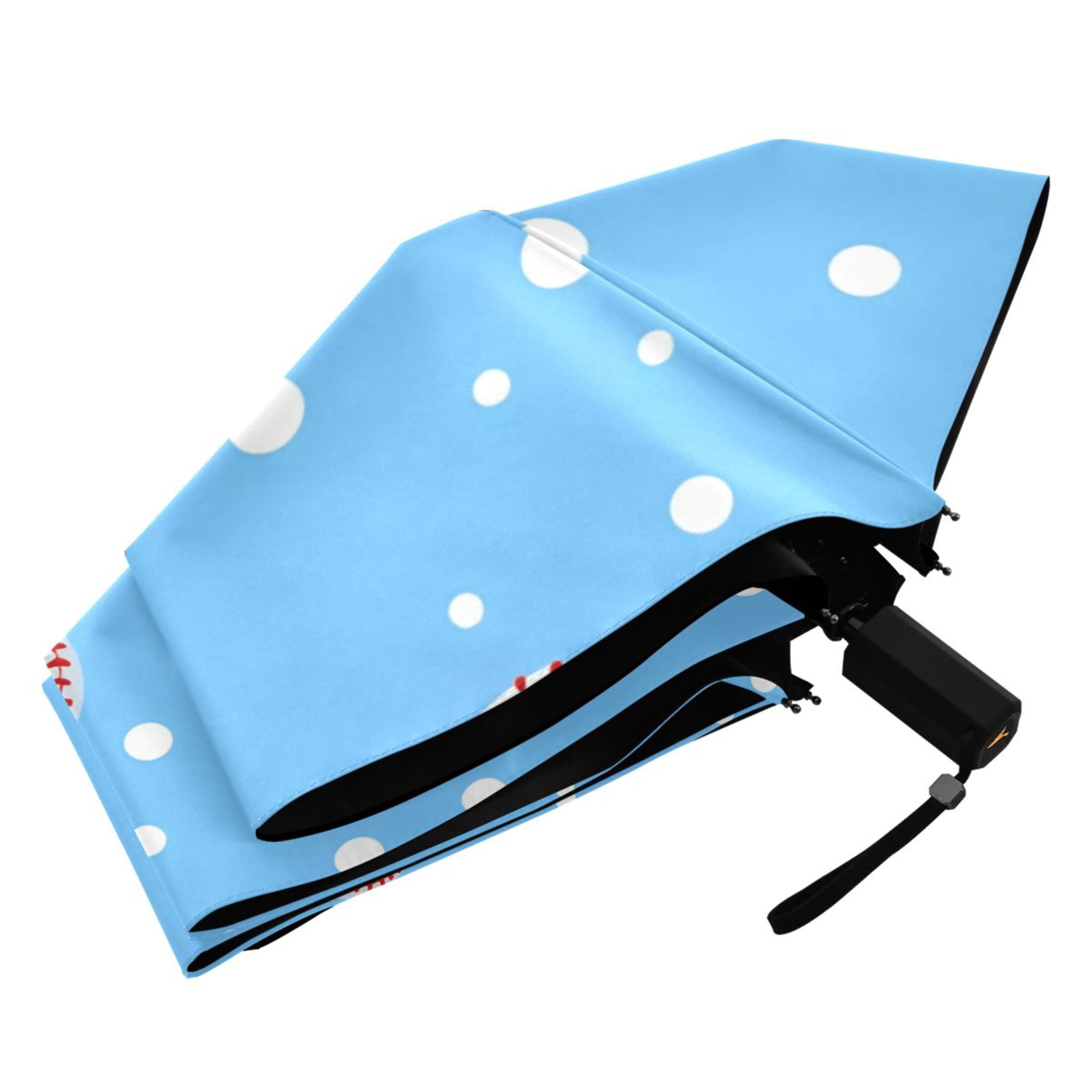 ALAZA Baseball Polka Dot UPF 50+ Compact Folding Umbrella for Rain Travel Umbrella Packable