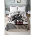 thumbnail image 4 of Queen Flat Sheet 90"x102", Modern Trains Soft Lightweight Bedding Flat Sheets Only, Abstract Vintage Classic Brushed Microfiber Top Bed Sheet, Breathable StainResistant Bedsheets, 4 of 9
