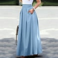 thumbnail image 2 of Women's High Waisted Long Skirt Solid Color Casual Pleated A-Line Flowy Spring Summer Maxi Skirt with Pockets Ladies Clothes, 2 of 5