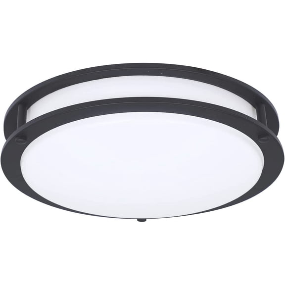 Designers Fountain 12 in. Contemporary Matte Black Selectable CCT Integrated LED Flush Mount for Kitchens