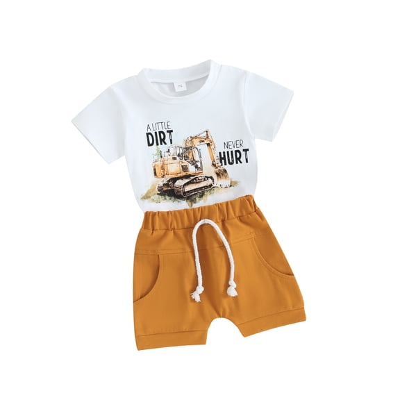 Bslissey Toddler Baby Boys Casual Shorts Sets Short Sleeve Letter Print T-shirt with Elastic Waist Shorts 2Pcs Infant Summer Daily Outfits 6M 12M 18M 24M 3T