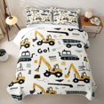 thumbnail image 2 of Castle Fairy Cartoon Doodle Excavator Truck Quilt King for Boys,Construction Vehicle King Coverlet Set,Yellow Gray, 2 of 7
