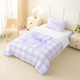 thumbnail image 2 of Manfei Purple Abstract Gingham Pattern Twin Comforter Sets,Ribbon Bow Monogrammed S Bedding Set,Reversible,2-Piece,1 Comforter and 1 Pillowcase, 2 of 7